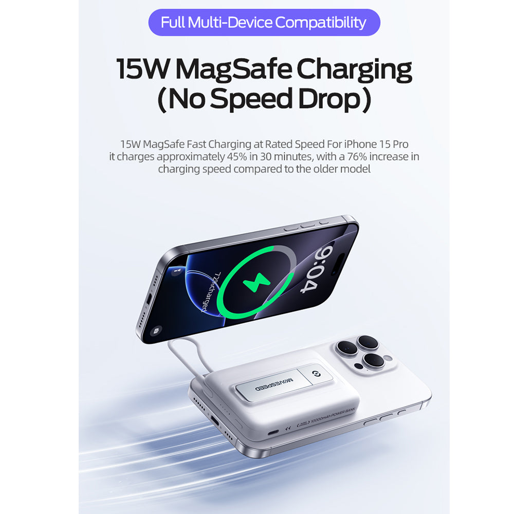 MOVE SPEED MSP16 Magnetic Wireless Gan Charging Mobile Power Bank with Bracket 10000mAh 22.5W