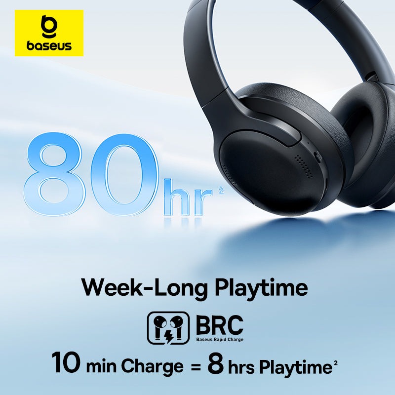 Baseus Wireless Noise Cancelling Headphones (Bluetooth 6.0 | 75H Battery | AI ENC)