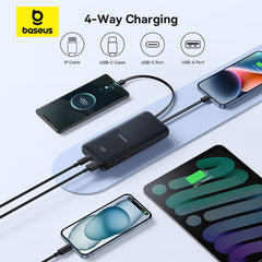 Baseus Lipow 10000mAh Dual-Cable Power Bank with Digital Display (Cosmic) – 22.5W Fast Charge, Built-in USB-C & Lightning