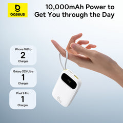 Baseus PPQD3-1040 Power Bank 10000mAh 45W Mini Portable with Built-in Dual USB-C Cables