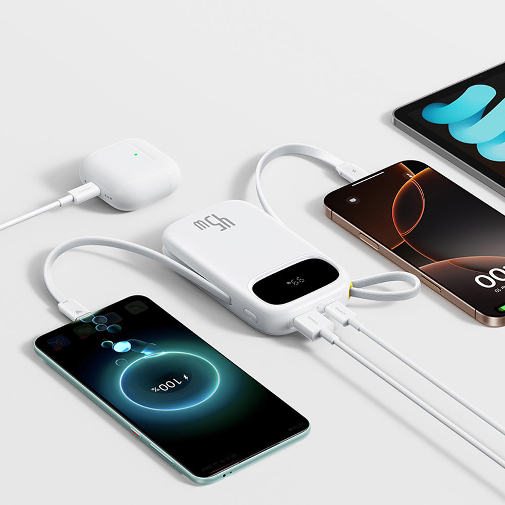 Baseus PPQD3-1040 Power Bank 10000mAh 45W Mini Portable with Built-in Dual USB-C Cables