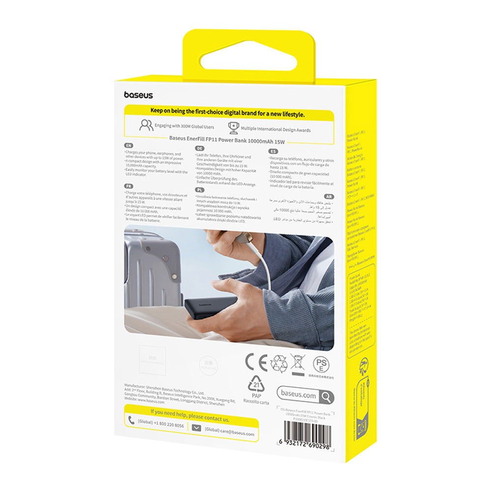 Baseus EnerFill FP21 10000mAh Power Bank 15W Thin & Lightweight Portable Charger