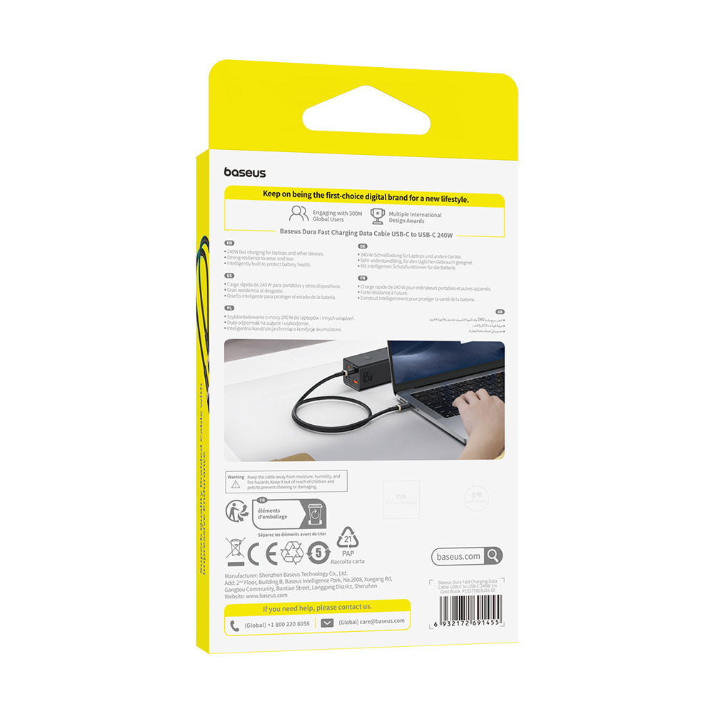 Baseus "Classical Karful" 240W Type-C to Type-C Fast Charging Cable 1m Gold & Black