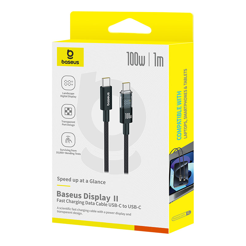 Baseus Display 2 Fast Charging Data Cable USB-C to USB-C 1M&2M 100W – Black