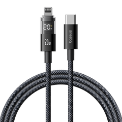 Baseus Display 2 20W Fast-Charging USB-C to iPhone Cable with Digital Display (1 m&2m, Cosmic Black & White)