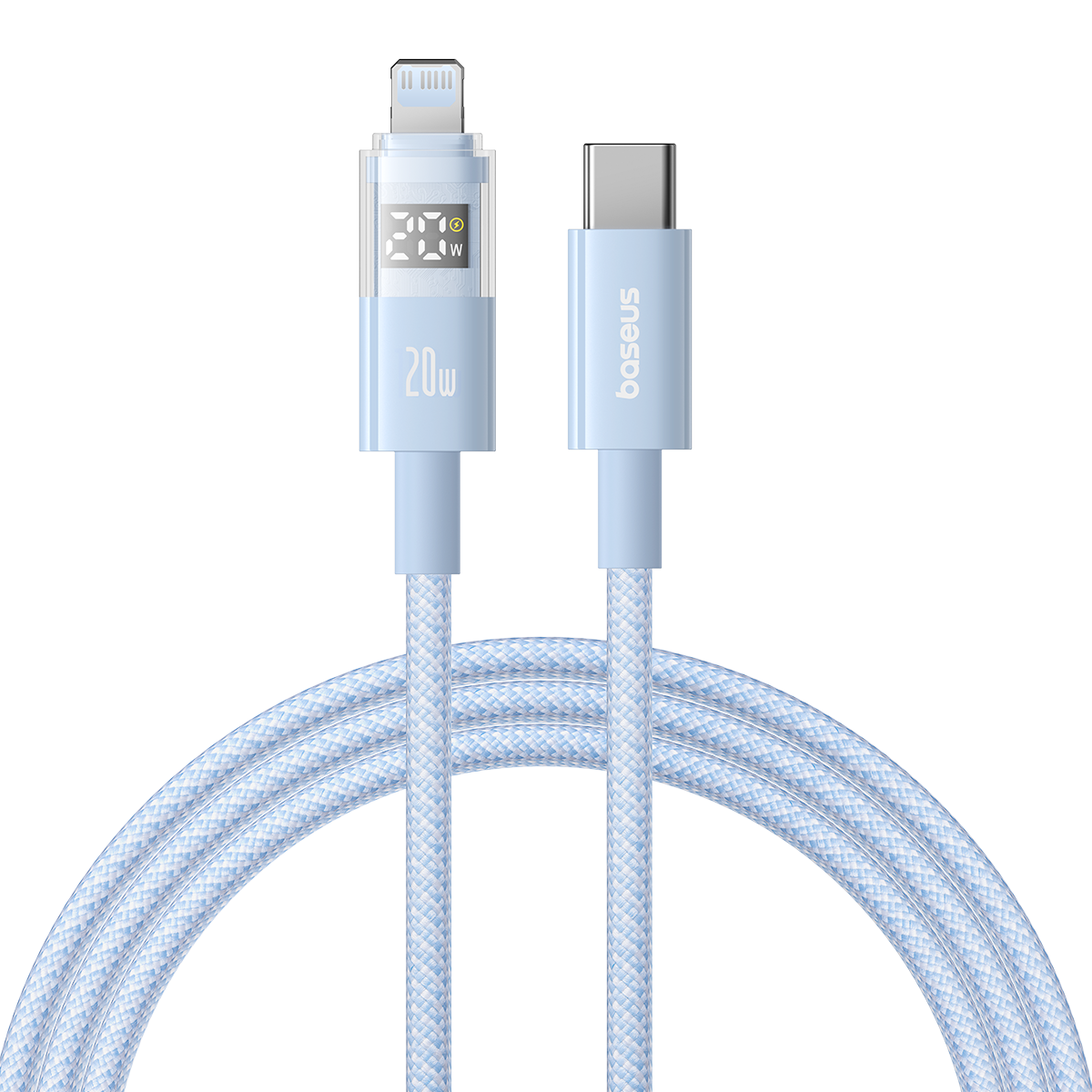 Baseus Display 2 20W Fast-Charging USB-C to iPhone Cable with Digital Display (1 m&2m, Cosmic Black & White)