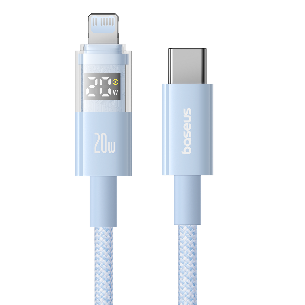 Baseus Display 2 20W Fast-Charging USB-C to iPhone Cable with Digital Display (1 m&2m, Cosmic Black & White)