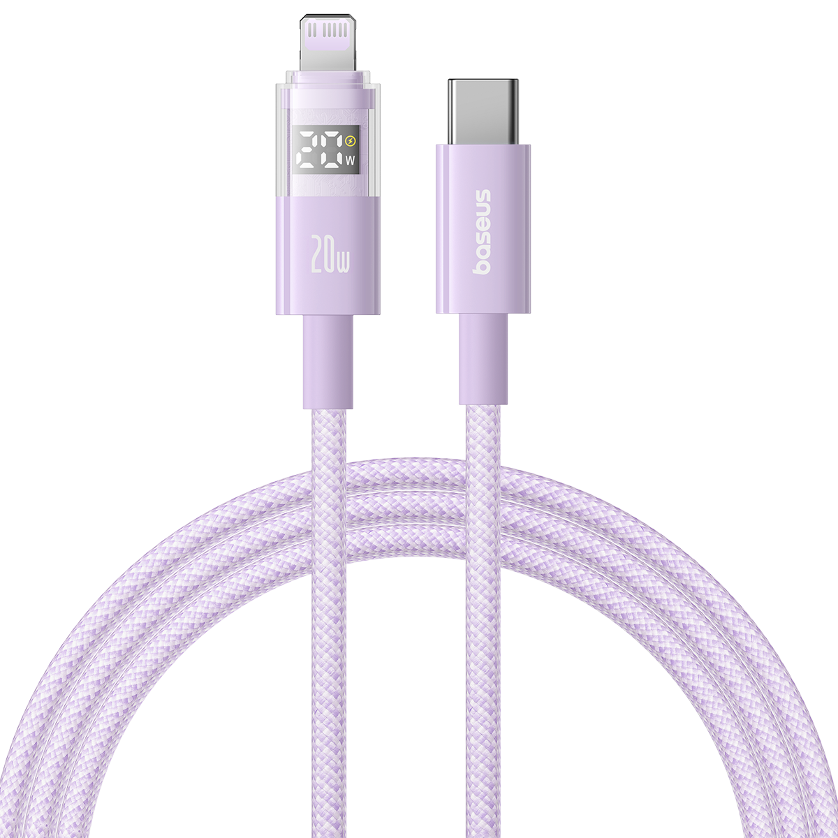 Baseus Display 2 20W Fast-Charging USB-C to iPhone Cable with Digital Display (1 m&2m, Cosmic Black & White)