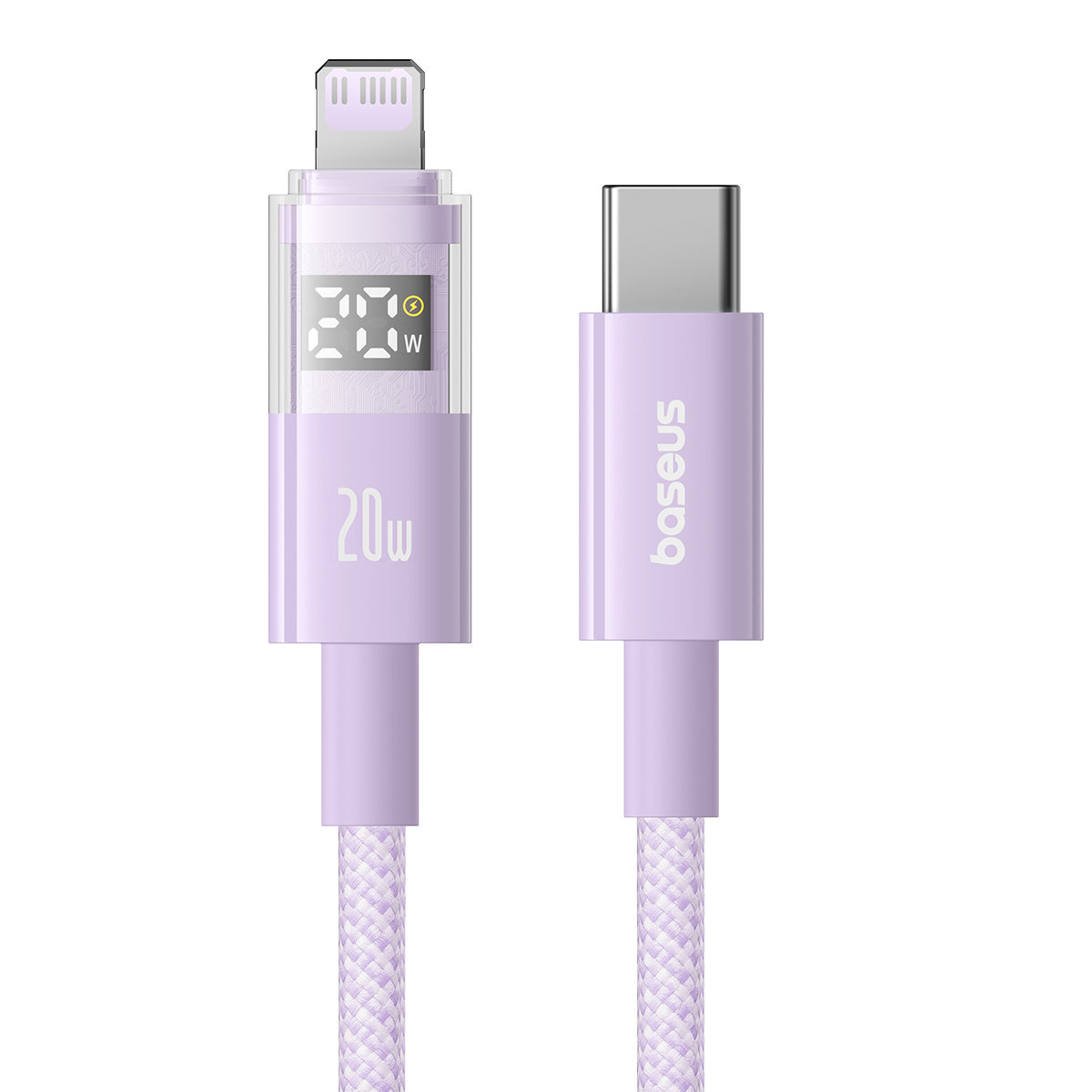 Baseus Display 2 20W Fast-Charging USB-C to iPhone Cable with Digital Display (1 m&2m, Cosmic Black & White)