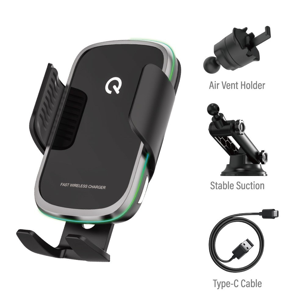 iQuick Q5 Automatic Wireless Car Mount | 15W Fast Charging, Auto-Grip, 360° Adjustable