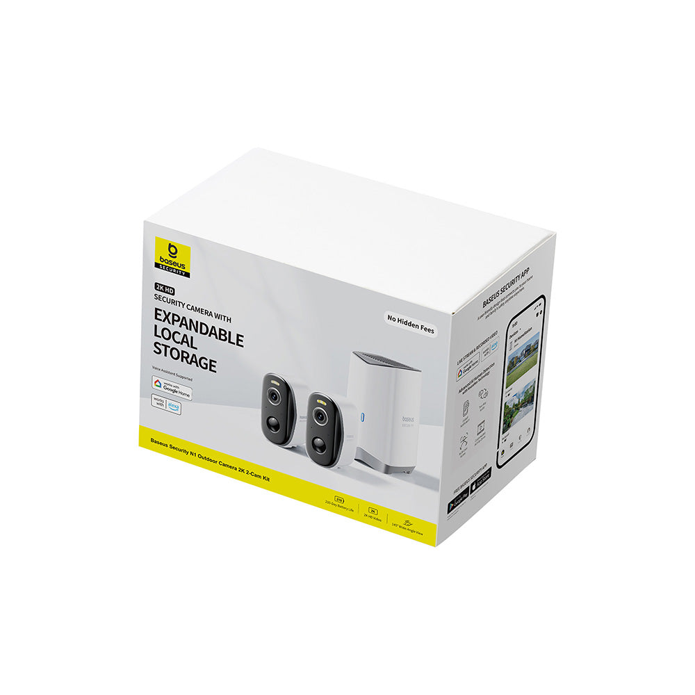 Baseus Security N1 Outdoor Camera 2K 2-Cam Kit with Local Storage - White