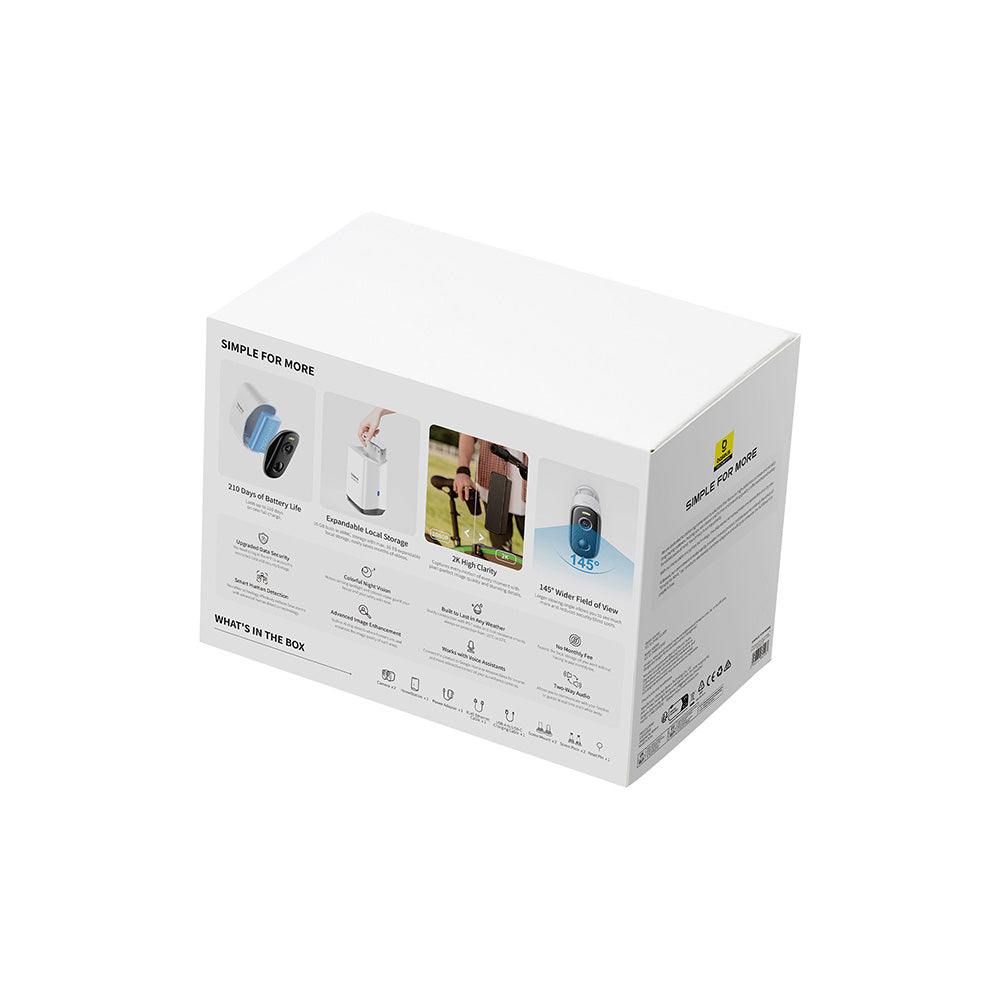 Baseus Security N1 Outdoor Camera 2K 2-Cam Kit with Local Storage - White