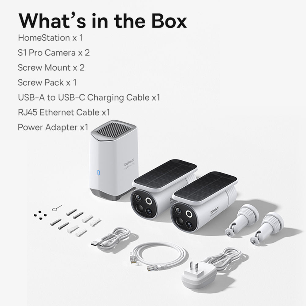 Baseus Security S1 Pro Kit Outdoor Dual Camera 2-Cam 3K-White