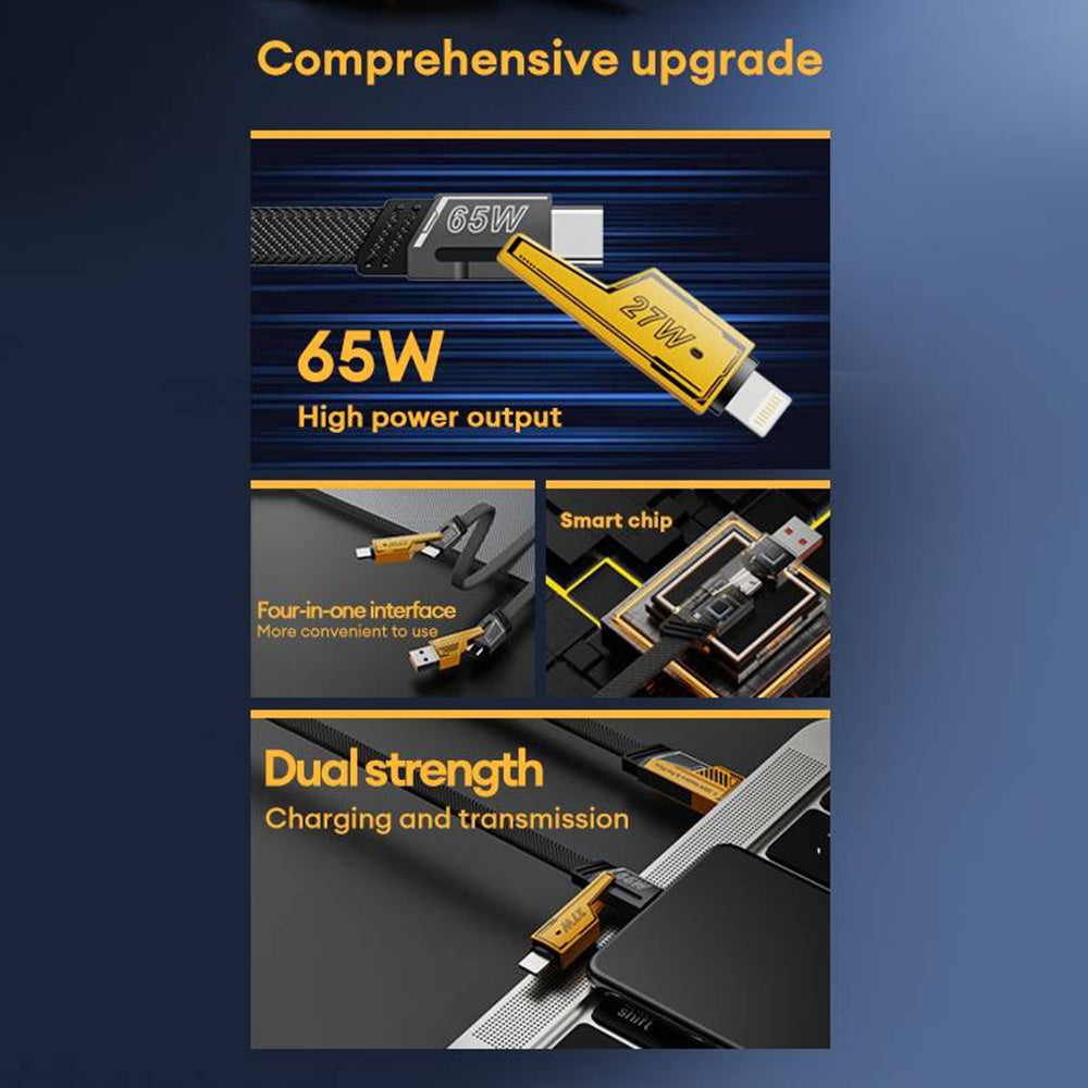 Transformers TF-A15 Deformed 4-in-1 Charging Cable 65W Super Fast Braided Cable (4FIX-1M)