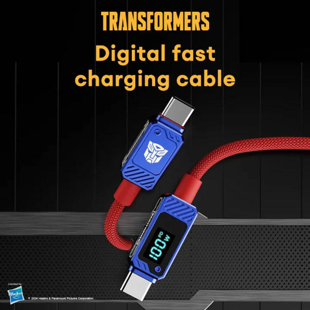 Transformers TF-A18 Type-C to Type-C PD Fast Charging Data Cable (60W / 100W, 1M, Digital Display)