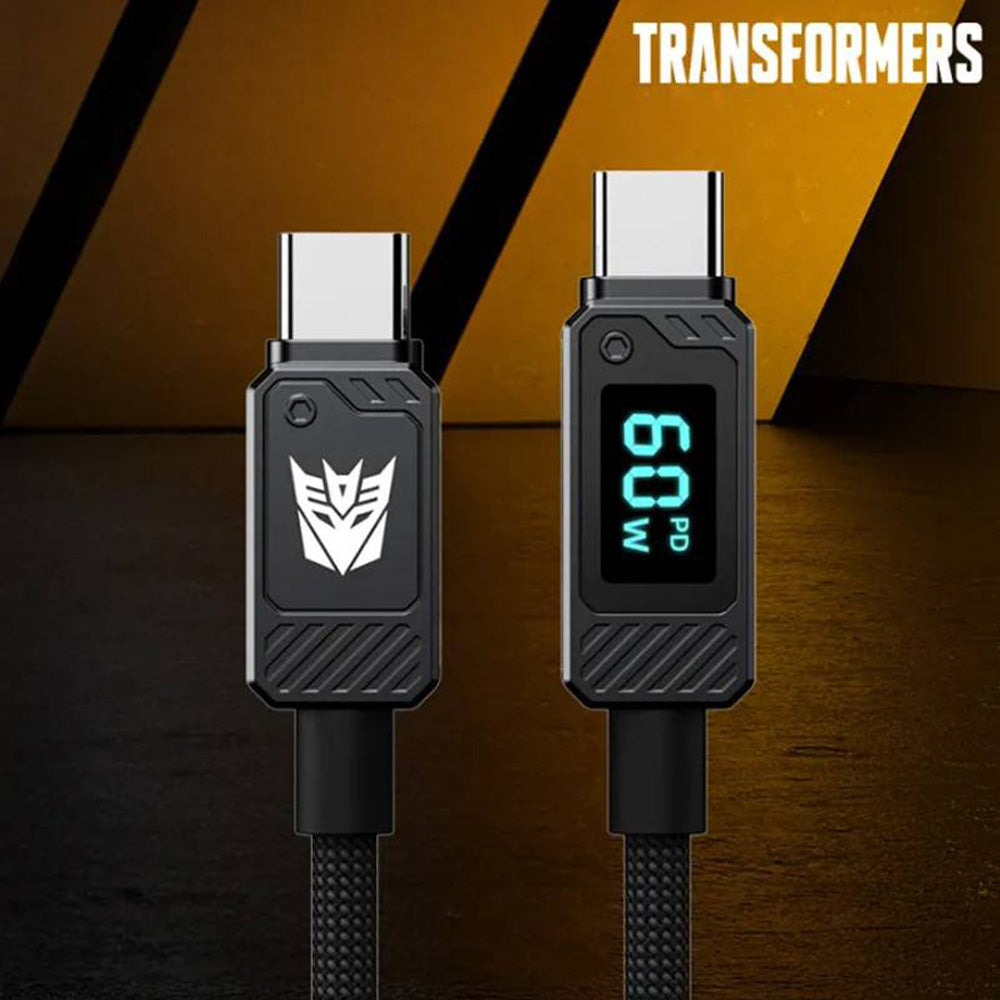 Transformers TF-A18 Type-C to Type-C PD Fast Charging Data Cable (60W / 100W, 1M, Digital Display)