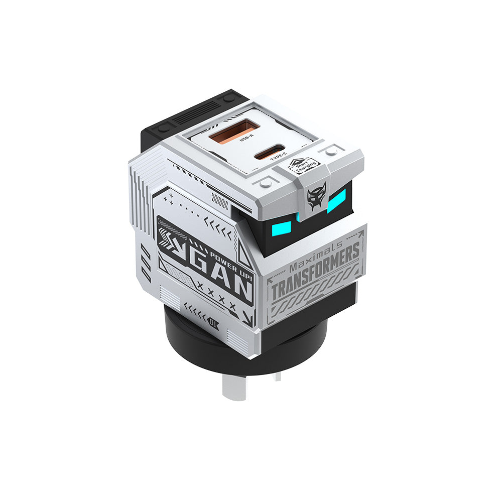 Transformers 35W PD Fast Gan Charger TF-K21 GaN USB A + Type C Dual Port Fast Charging 90 ° Foldable Charger Plug Adapter With LED