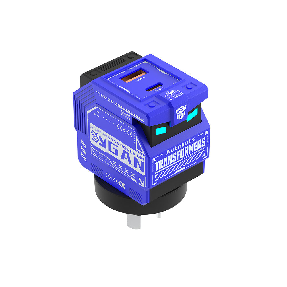 Transformers 35W PD Fast Gan Charger TF-K21 GaN USB A + Type C Dual Port Fast Charging 90 ° Foldable Charger Plug Adapter With LED