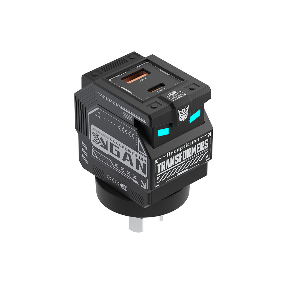 Transformers 35W PD Fast Gan Charger TF-K21 GaN USB A + Type C Dual Port Fast Charging 90 ° Foldable Charger Plug Adapter With LED