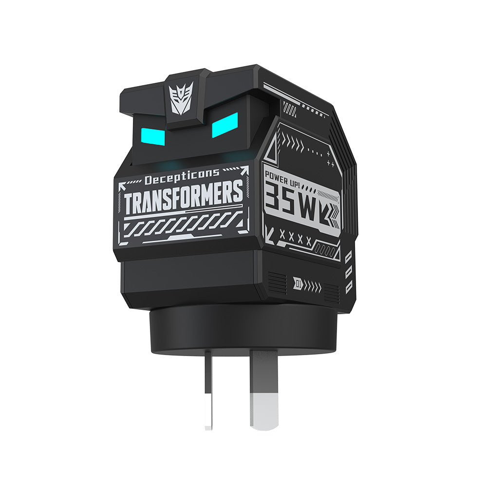 Transformers 35W PD Fast Gan Charger TF-K21 GaN USB A + Type C Dual Port Fast Charging 90 ° Foldable Charger Plug Adapter With LED