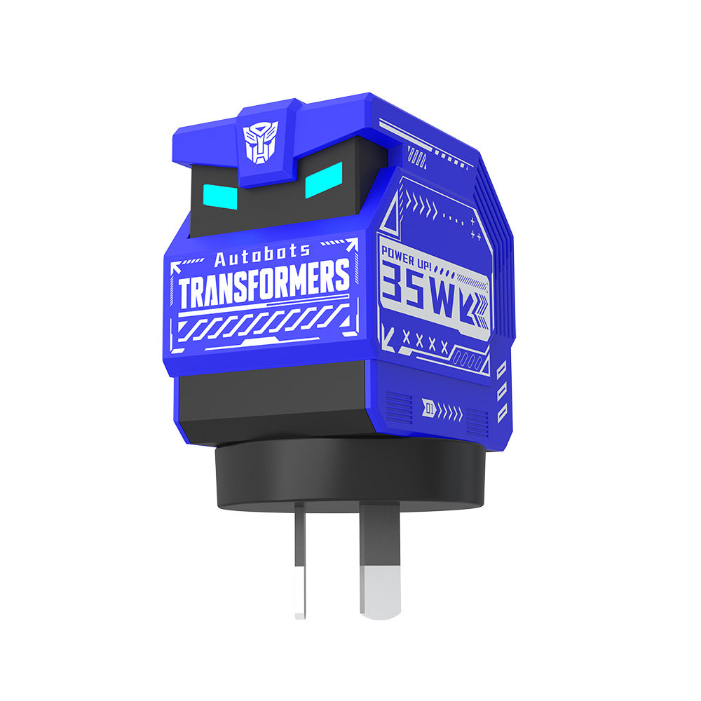 Transformers 35W PD Fast Gan Charger TF-K21 GaN USB A + Type C Dual Port Fast Charging 90 ° Foldable Charger Plug Adapter With LED