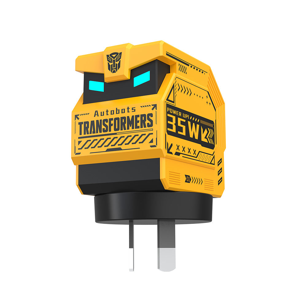 Transformers 35W PD Fast Gan Charger TF-K21 GaN USB A + Type C Dual Port Fast Charging 90 ° Foldable Charger Plug Adapter With LED