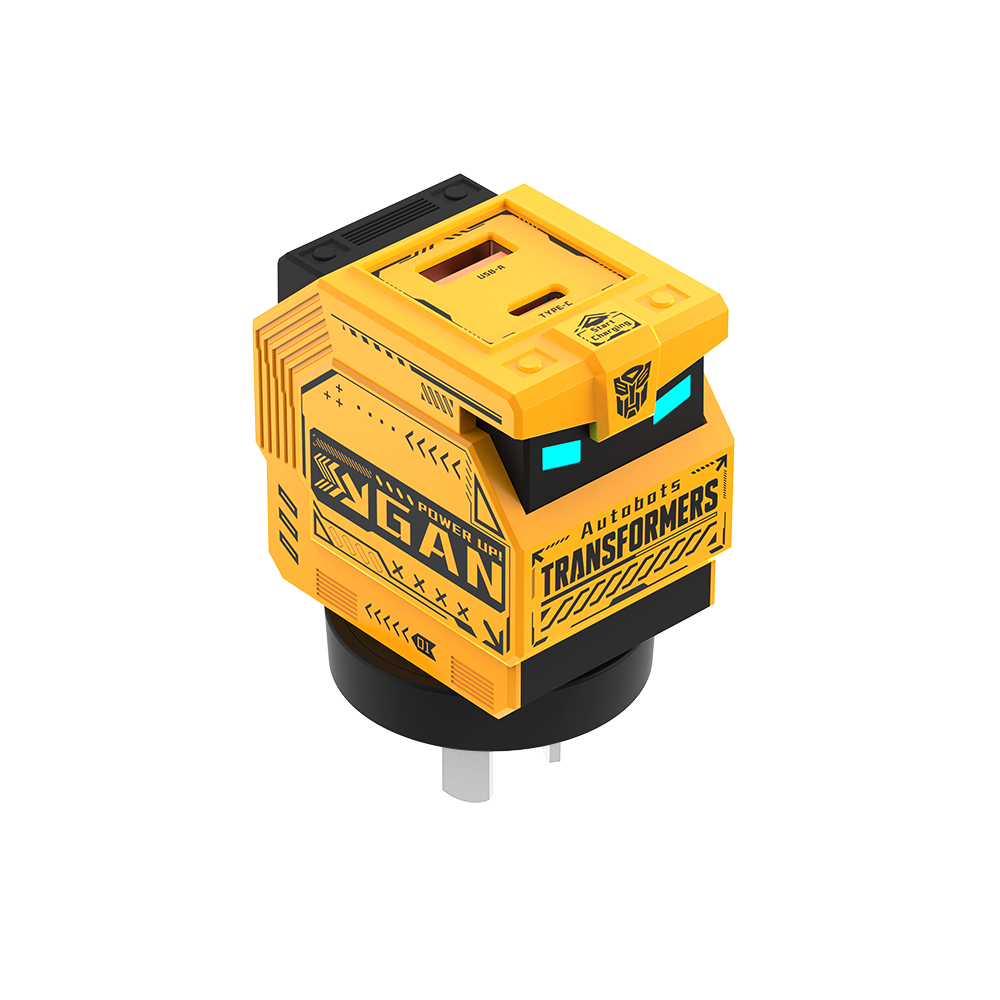 Transformers 35W PD Fast Gan Charger TF-K21 GaN USB A + Type C Dual Port Fast Charging 90 ° Foldable Charger Plug Adapter With LED