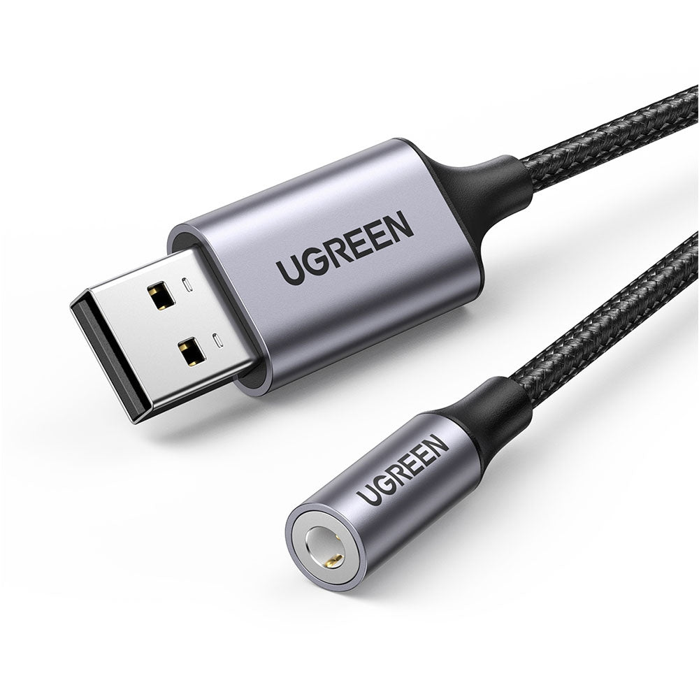 UGREEN USB-A 2.0 to 3.5mm Audio Adapter 25cm-Dark Gray