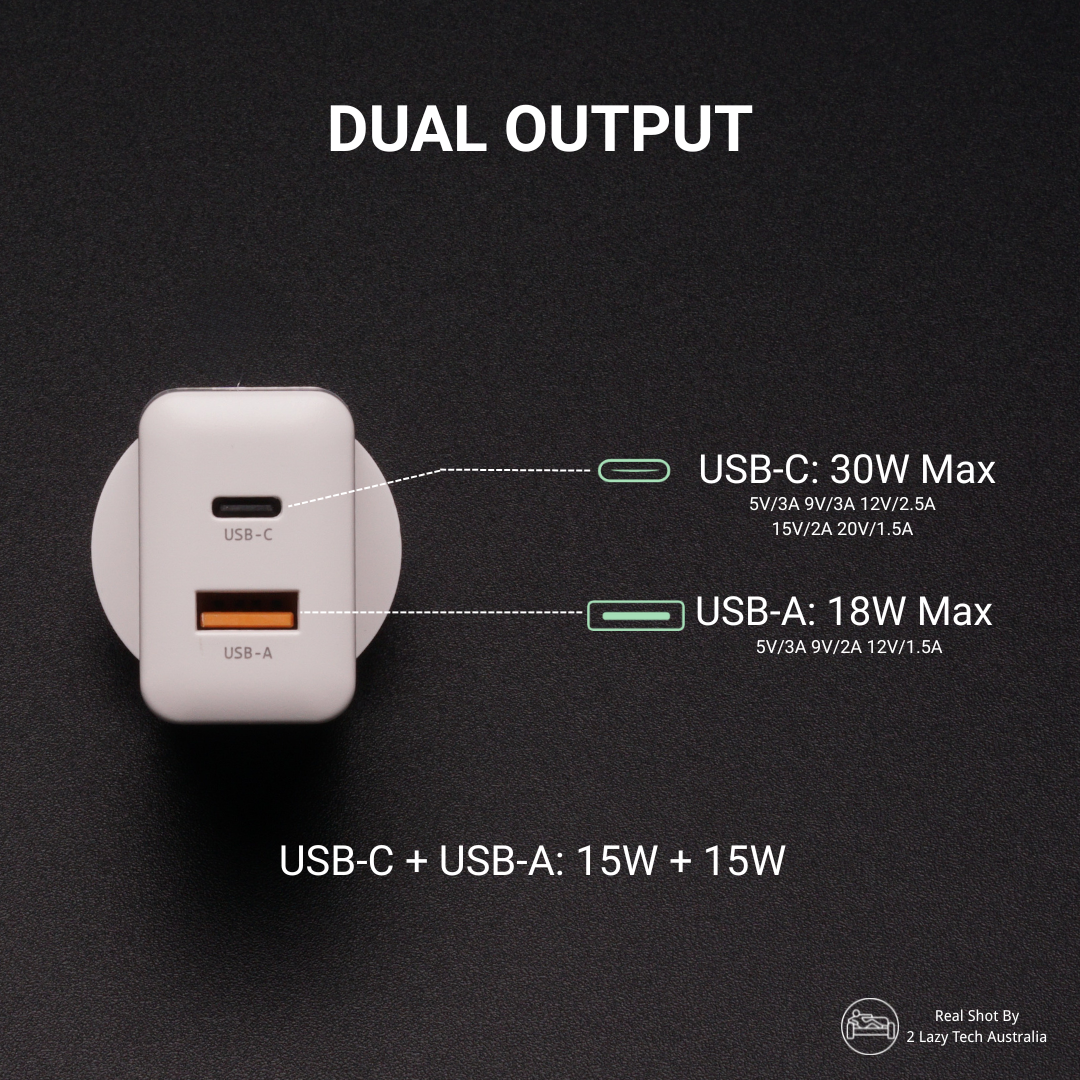 Tancotx PowerCube30 30W Dual-Port Fast Charger White