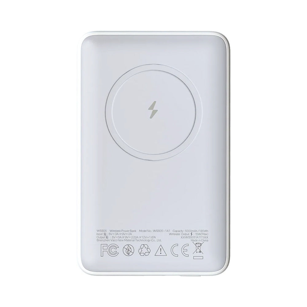 Romoss Mini 5K Magnetic Wireless Charging Power Bank (White)