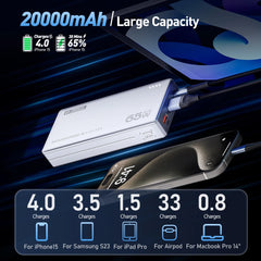 MOVESPEED 65W PD 20000mAh Portable Power Bank - Silver