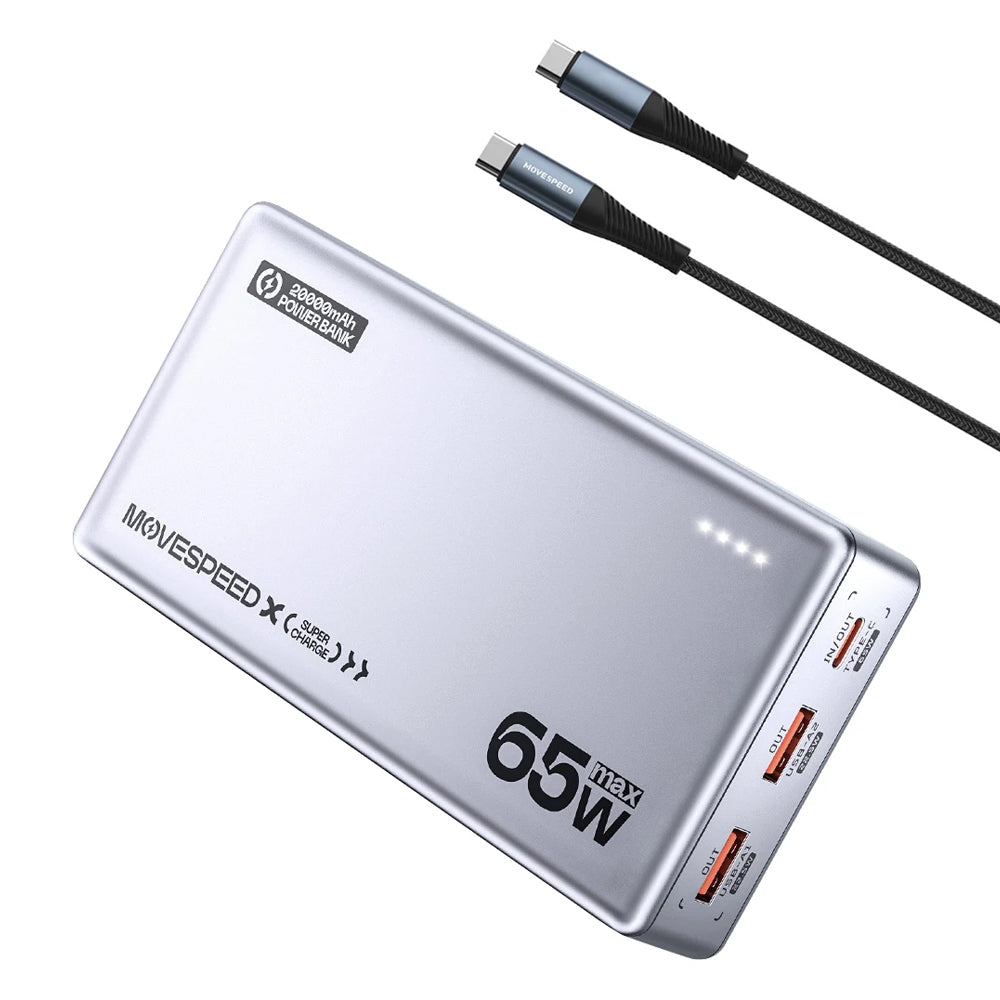 MOVESPEED 65W PD 20000mAh Portable Power Bank - Silver