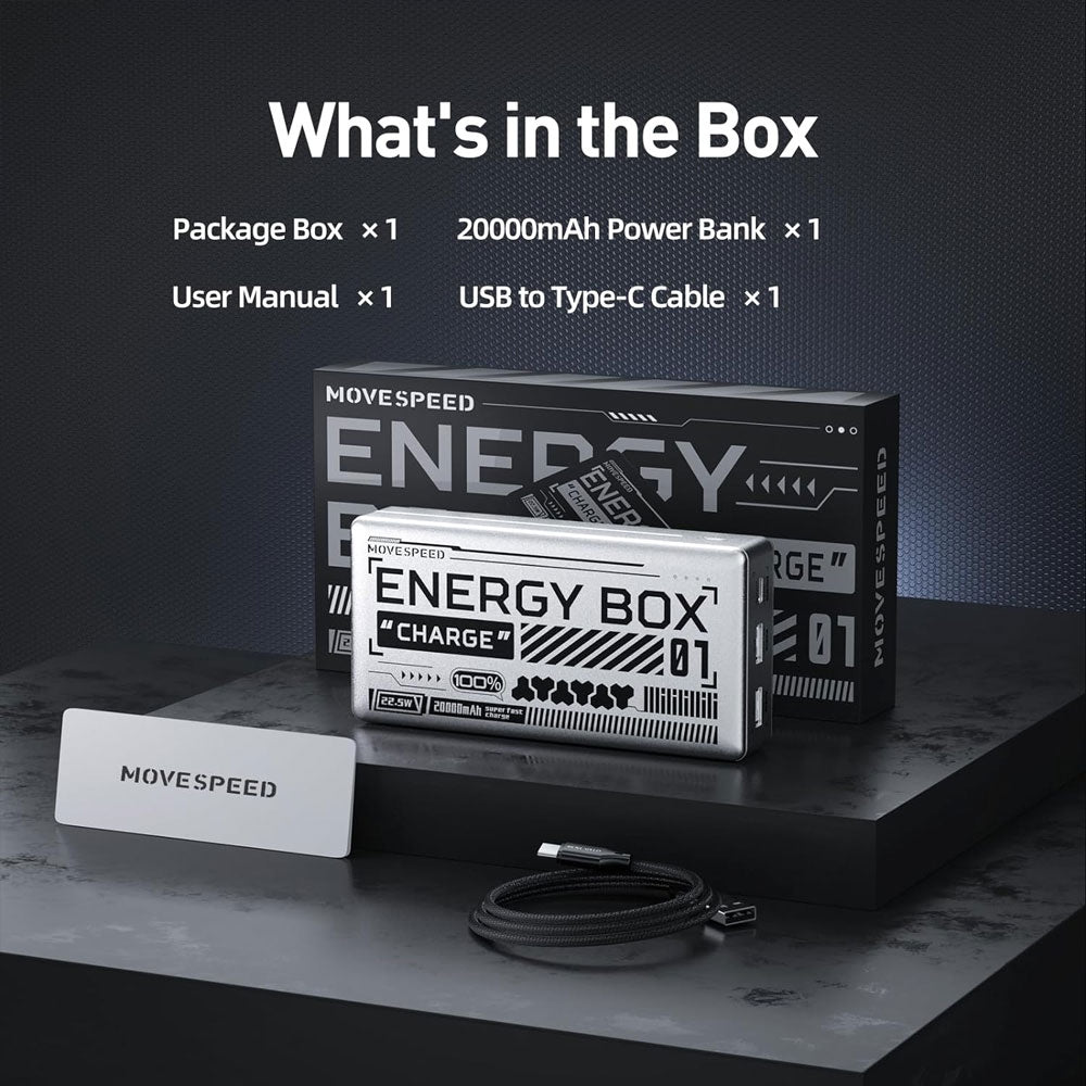 MOVESPEED Energy Box 20K 3-Port Power Bank (Silver)