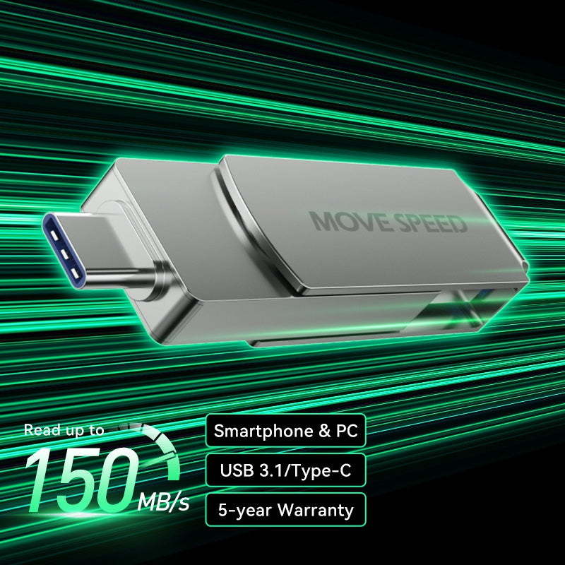MOVE SPEED 32-128GB YSULDP 2 in 1 USB Type-C Flash Drive