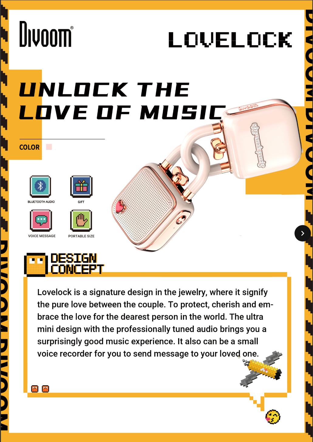 Divoom Lovelock Bluetooth Speaker - Pink Color