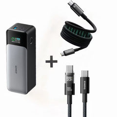Anker 737 24,000mAh Power Bank Gen 2 + Baseus Display 2 & Tungsten Gold 100W Fast Charging Cable Set | Laptop Charging Solution