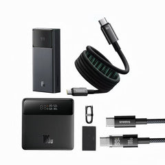 Baseus Blade 100W + Baseus Star-Lord 65W Power Banks + Baseus Display 2 & Tungsten Gold 100W Cables Set | Ultimate Plug-Free Laptop Charging Kit