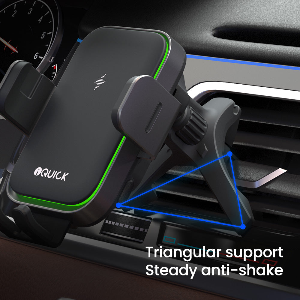 iQuick RX3 15W Wireless Charging Induction Car Mount Black