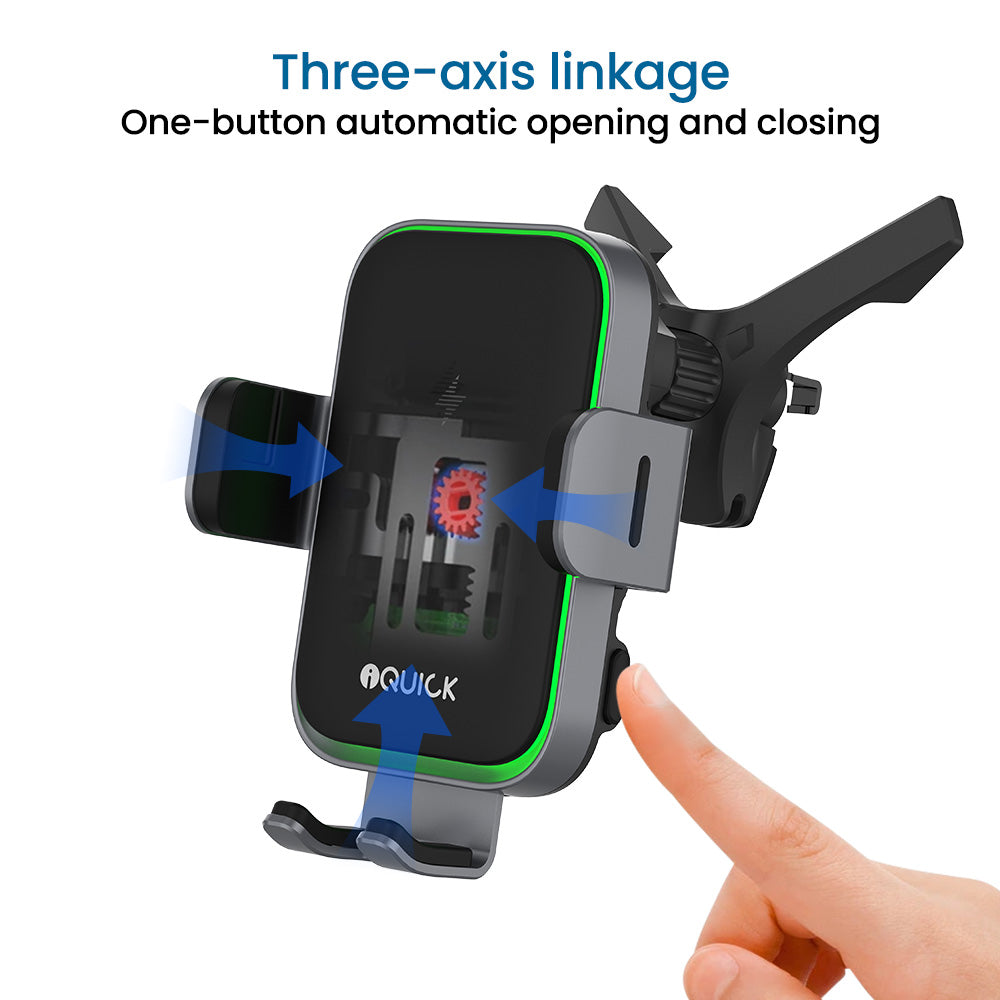 iQuick RX3 15W Wireless Charging Induction Car Mount Black